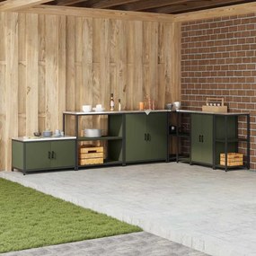 vidaXL Prateleira de Armazenamento de Cozinha Verde Azeitona Aço