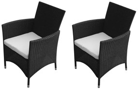 vidaXL Cadeiras de jardim 2 pcs vime PE preto