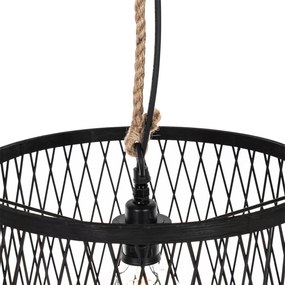 Candeeiro suspenso rural para exterior rattan preto 40 cm - Calamus Rústico