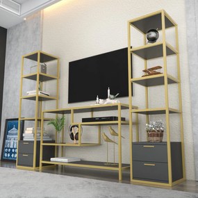 Unidade de TV Robbins – Dourado e Antracite – 198 cm x 39 cm x 160 cm