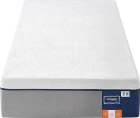 Colchão 90 x 200 x 25 cm, espuma viscoelástica com gel, 7 zonas, firmeza média, capa removível, respirável
