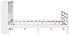 Cama com estante sem colchão 180x200 cm pinho maciço branco