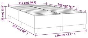 Estrutura de cama com molas 120x200 cm tecido castanho-escuro