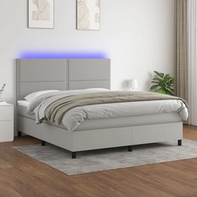 vidaXL Cama box spring c/ colchão e LED 180x200 cm tecido cinza-claro