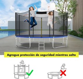Rede de segurança 427 cm para cama elástica Rede protetora substituta em PE para estrutura redonda Fivelas de proteção Preta