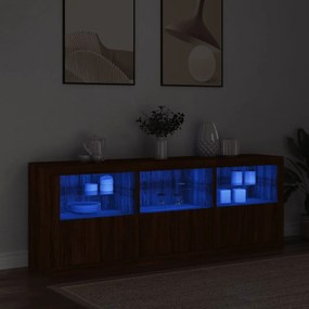 Aparador com luzes LED 181,5x37x67 cm carvalho castanho