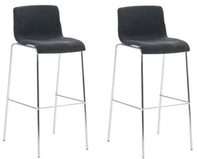 Conjunto de 2 bancos de bar Hoover em tecido e com estrutura cromada 43 x 100 x 48 cm Cinzento escuro