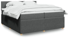 Cama com molas/colchão 200x200 cm tecido cinzento-escuro