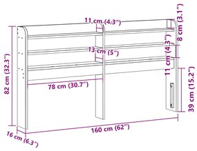 Cabeceira com prateleiras 150 cm pinho maciço castanho-mel