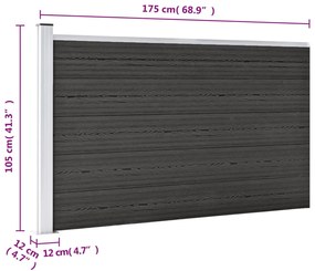 Painel de vedação para jardim 175x105 cm WPC cinzento