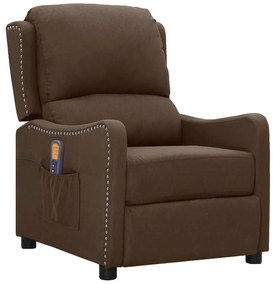 vidaXL Poltrona de massagens reclinável tecido castanho