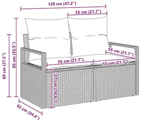 Sofá de Jardim 7 Peças com Almofadas Beige e Creme