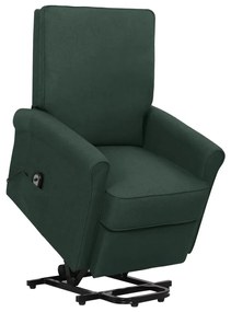 vidaXL Poltrona elevatória tecido verde-escuro