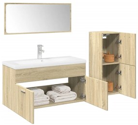 vidaXL 3 pcs conj. móveis casa banho derivados madeira carvalho sonoma