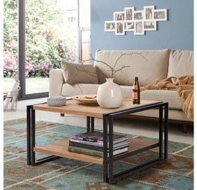 Mesa de Centro Cosmo – Pinho Atlântico e Preto – 70x40x70 cm