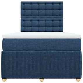Cama boxspring com colchão 120x190 cm tecido azul