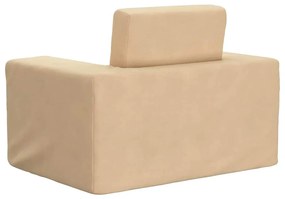 Sofá-cama infantil pelúcia macia cor creme