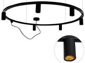 Sistema de iluminação de trilho pendente moderno com 6 focos pretos monofásicos GU10 50mm - Iconic Ruby Honey