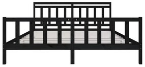 Estrutura de cama 200x200 cm madeira maciça preto