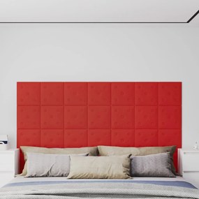 Painel parede 12 pcs 30x30cm couro art. 1,08 m² vermelho tinto