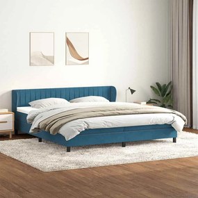 vidaXL Cama com molas/colchões 180x210 cm veludo azul-escuro
