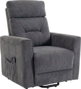 HOMCOM Poltrona Relax com Apoio Elétrico para Levantar, Massagem & Aquecimento, Poltrona Chenille com Molas, Cinza Escuro | Aosom Portugal