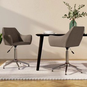 vidaXL Cadeiras de jantar giratórias 2 pcs tecido cinzento-acastanhado