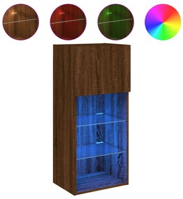 Móveis de TV c/ luzes LED 2 pcs 40,5x30x90 cm carvalho castanho