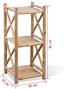 Estante de bambu quadrada com 3 prateleiras