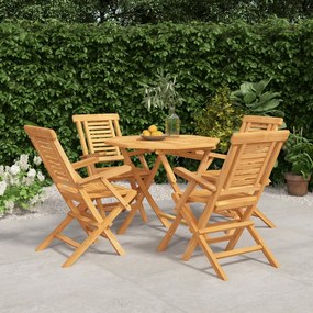 vidaXL 5 pcs conjunto de jantar p/ jardim madeira de teca maciça
