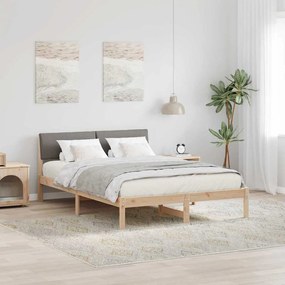 vidaXL Estrutura da cama com cabeceira Marrom e taupe 140 x 200 cm
