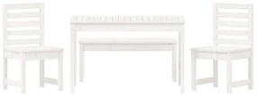 4 pcs conj. de jantar p/ jardim madeira de pinho maciça branco