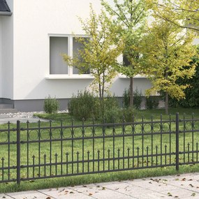 vidaXL Cerca com Anel Spike Preto 200 x 130 cm Aço revestido a pó