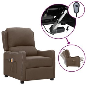 vidaXL Poltrona de massagens elétrica reclinável tecido cinza-acast.