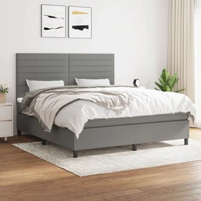 vidaXL Cama com molas/colchão 180x200 cm tecido cinzento-escuro