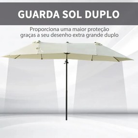 Guarda Sol Duplo com Manivela - Bege - Design Contemporâneo