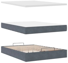 Estrutura de cama otomana com colchão 140x190cm cinzento escuro