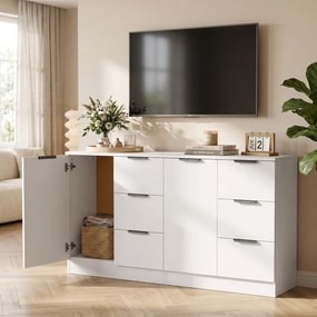 Aparador Estreito com Porta e 3 Gavetas 60x30x70 cm para Entrada ou Sala Branco