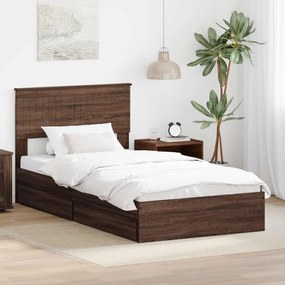 vidaXL Cama com Armazenamento com gaveta Carvalho Marrom 100 x 200 cm
