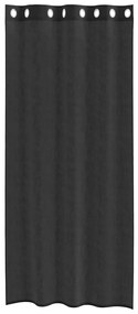 Cortinas de voile com ilhós 2 pcs preto 140x245 cm
