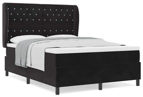 Cama Box com Colchão Preto 140x200 cm Veludo