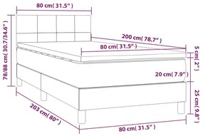 Cama box spring c/ colchão/LED 80x200 cm veludo rosa