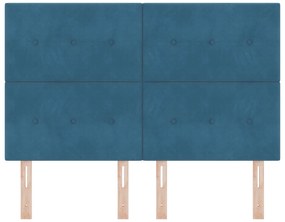 Cabeceira vidaXL com Botões Estofados Azul Escuro 140 cm Veludo