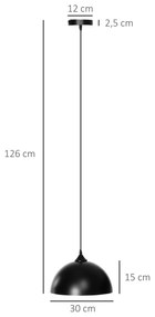 Conjunto de Candeeiros Suspensos de Metal Candeeiros de Teto Estilo Industrial Iluminação Lâmpada E27 Máx. 40W com Altura Ajustável para Sala de Estar