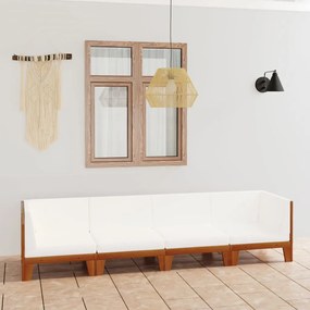 vidaXL 4 pcs conjunto lounge de jardim c/ almofadões acácia maciça