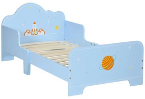 ZONEKIZ Cama para Crianças de 3-6 Anos 143x74x59cm Cama Infantil de Madeira com Barreiras de Proteção Azul | Aosom Portugal