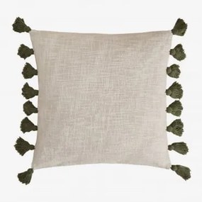 Almofada Quadrada 45x45 Cm Em Algodão Botucau Gardenia White - Verde Azeitona Intenso - Sklum