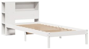 Cama com estante sem colchão 90x200 cm pinho maciço branco