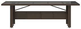 Mesa de jardim com tampo de vidro 240x90x75 cm vime PE castanho