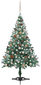3077613 vidaXL Árvore de Natal pré-iluminada geada c/ bolas e pinhas 150 cm